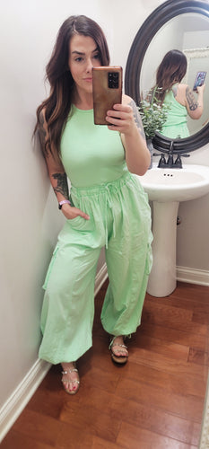 Mint to Be Cargo Jumpsuit