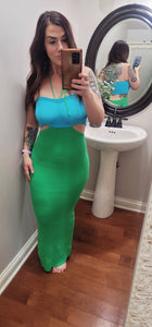 Across Oceans Colorblock Cutout Maxi Dress