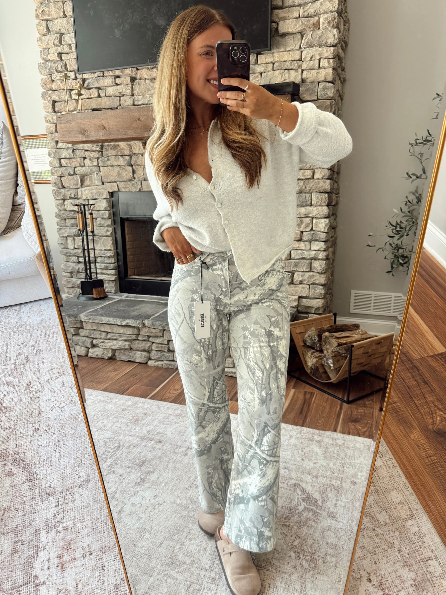Camilla Gray Wash Camo Wide Leg Jeans
