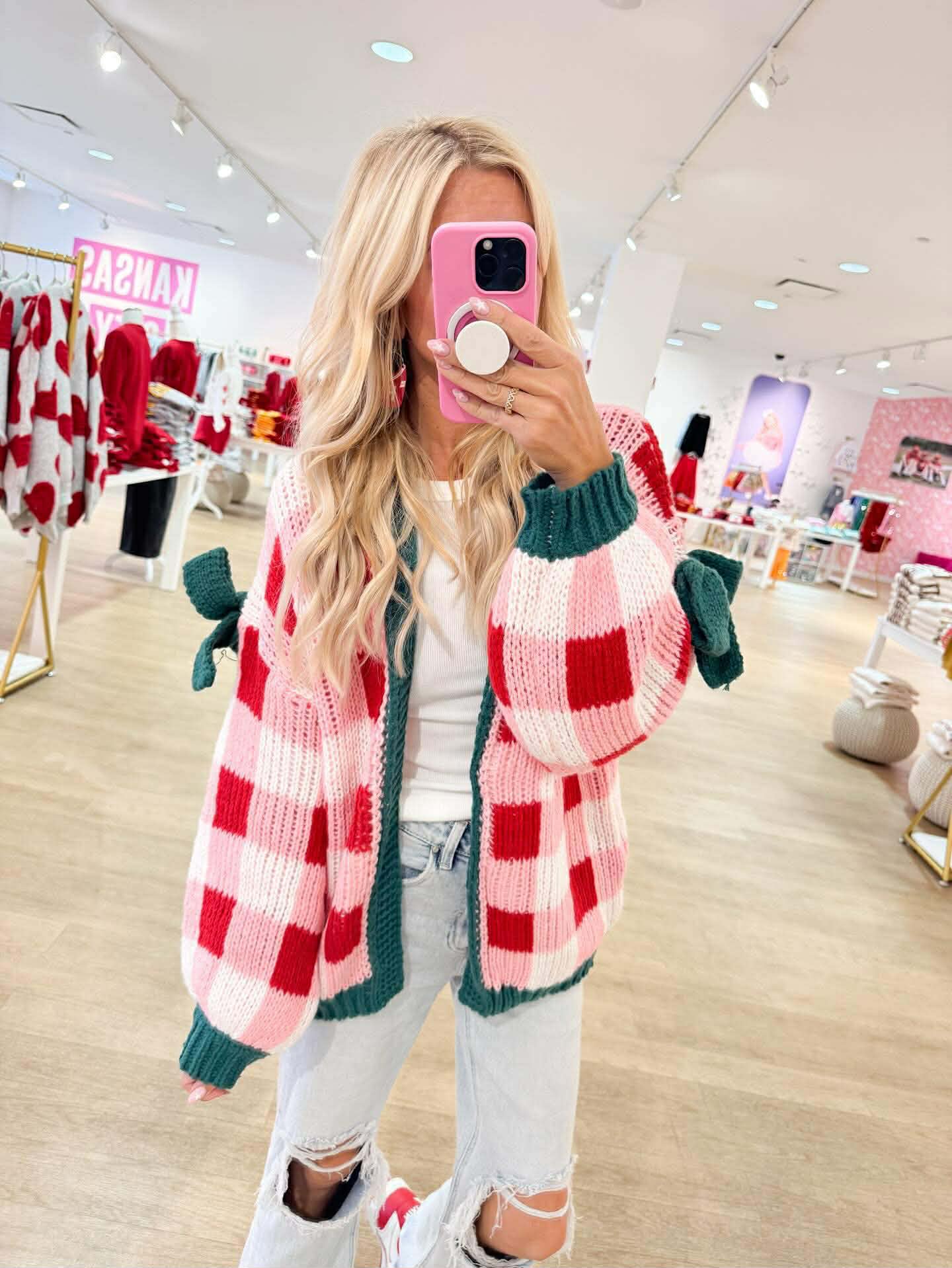 Tis The Season Checkered Cardigan