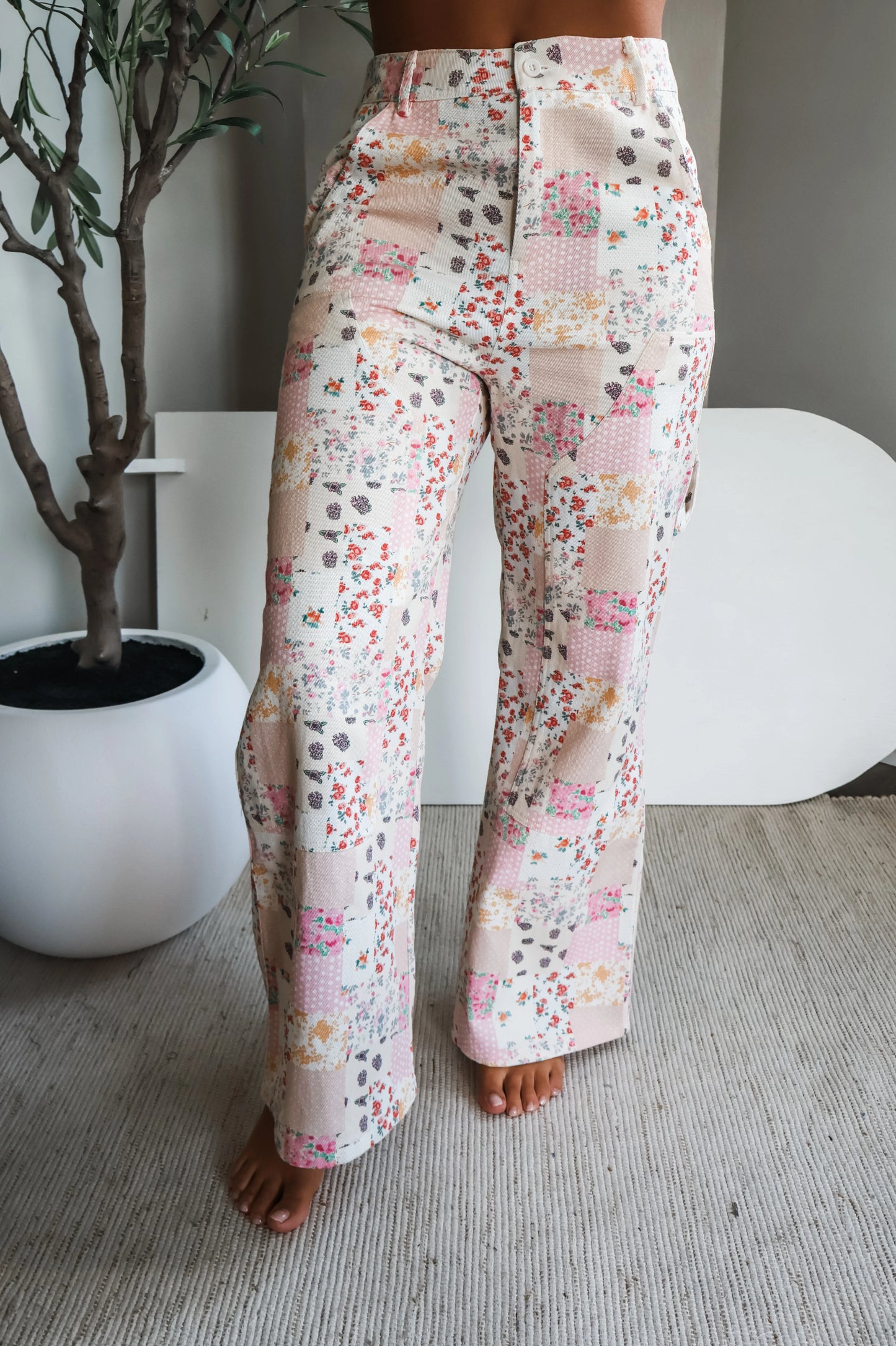 Budding Romance Floral Patchwork Pants
