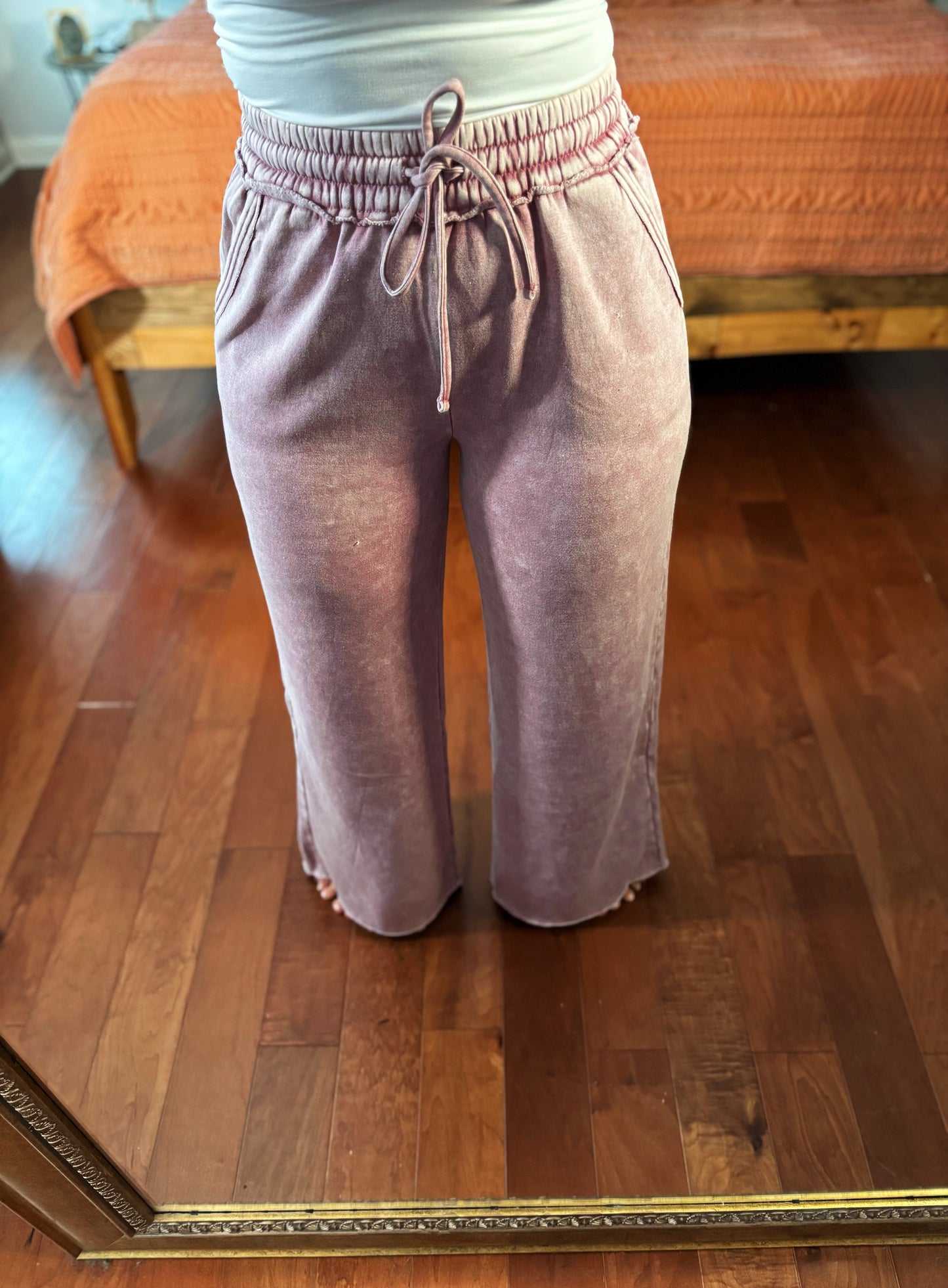 The Perfect Fleece Mineral Wash Pants- Dusty Rose