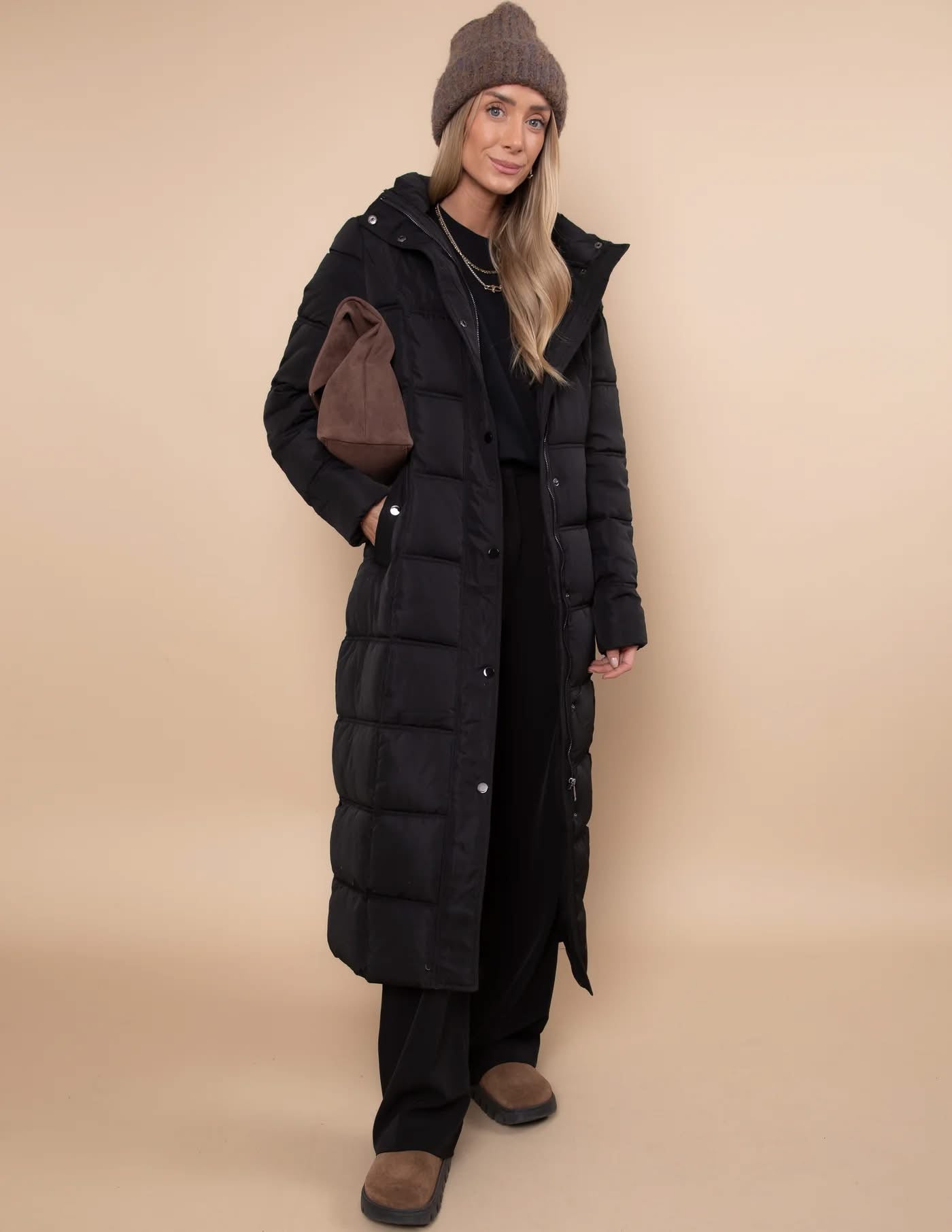 City Lights Long Puffer Coat- Black