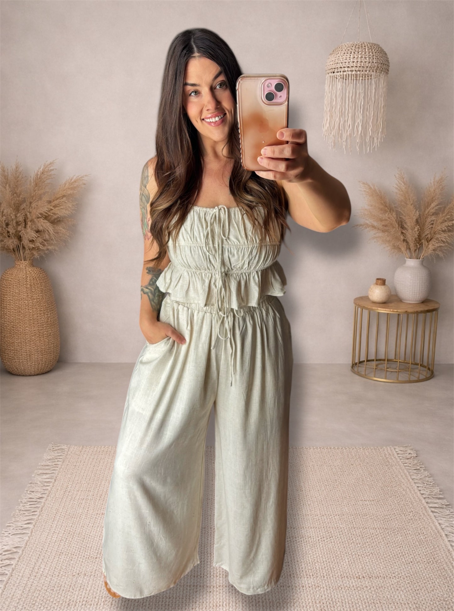 Toes In The Sand Oatmeal Linen Set