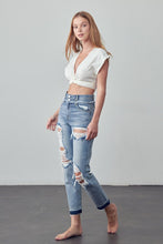 HIGH RISE DOUBLE WAIST BANDED JEANS