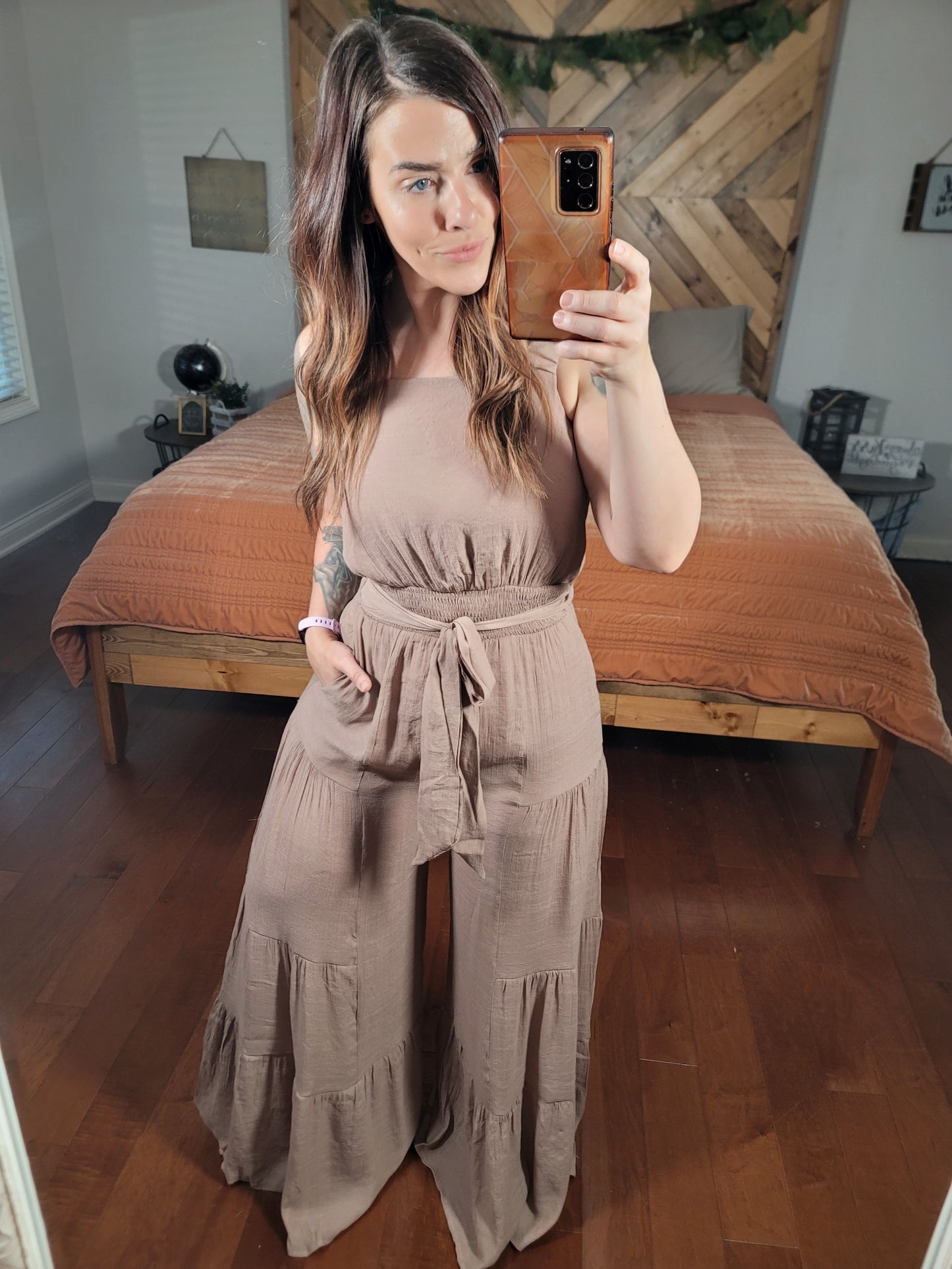 Living Our Love Song Taupe Wide Leg Jumpsuit