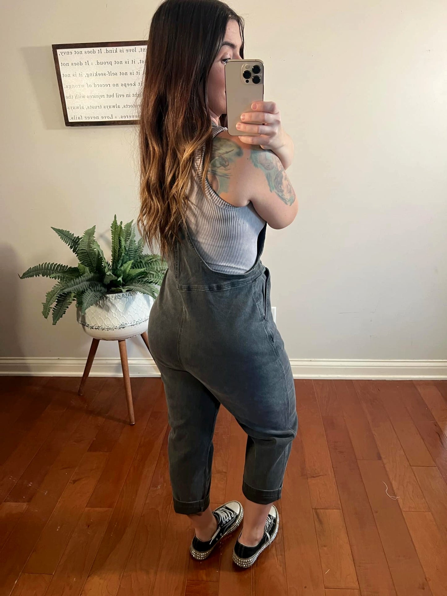 Brunch Date Washed Ash Black Overalls