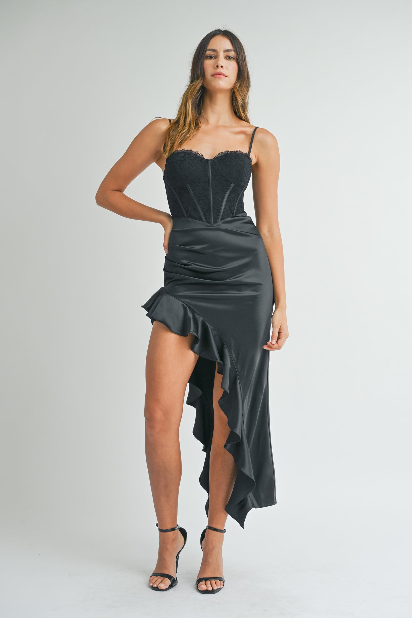 On Wednesday We Wear Black Corset Asymmetrical Dress