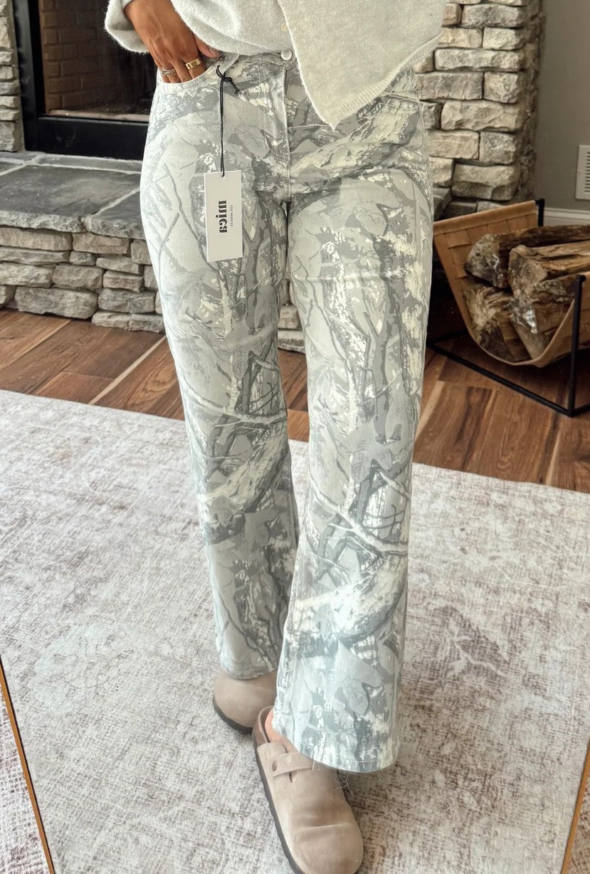 Camilla Gray Wash Camo Wide Leg Jeans