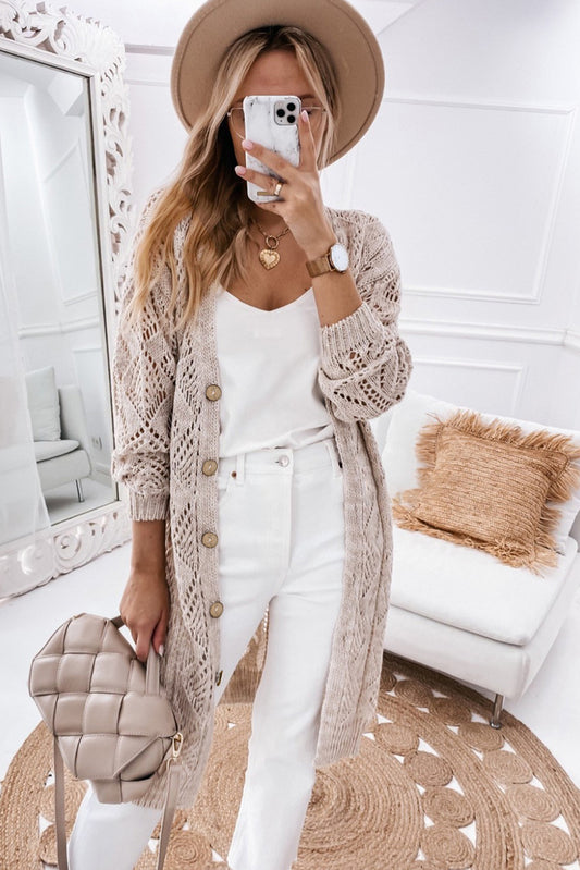 Pre-Order Breath Of Fresh Air Open Knit Long Cardigan