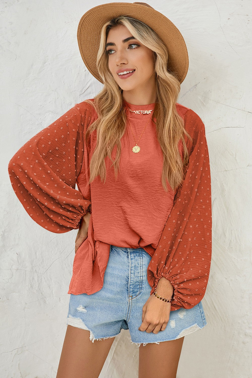 Pre-Order Studying Abroad Textured Sleeve Blouse