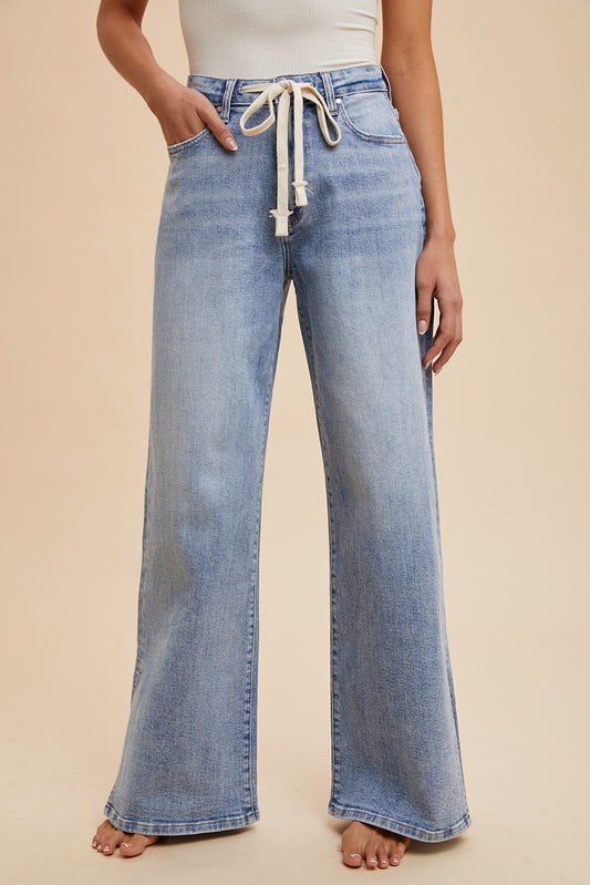 Josie Drawstring Side Slit Jeans