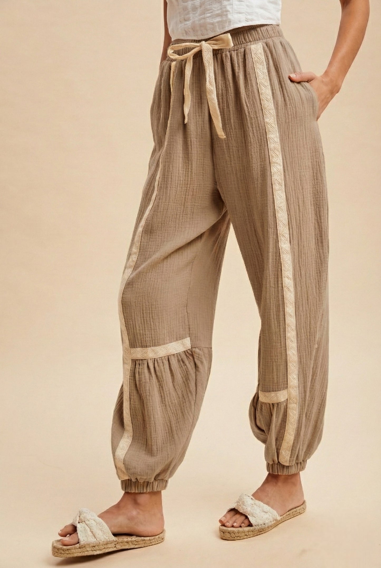 Whimsical Wonders Lace Trim Joggers