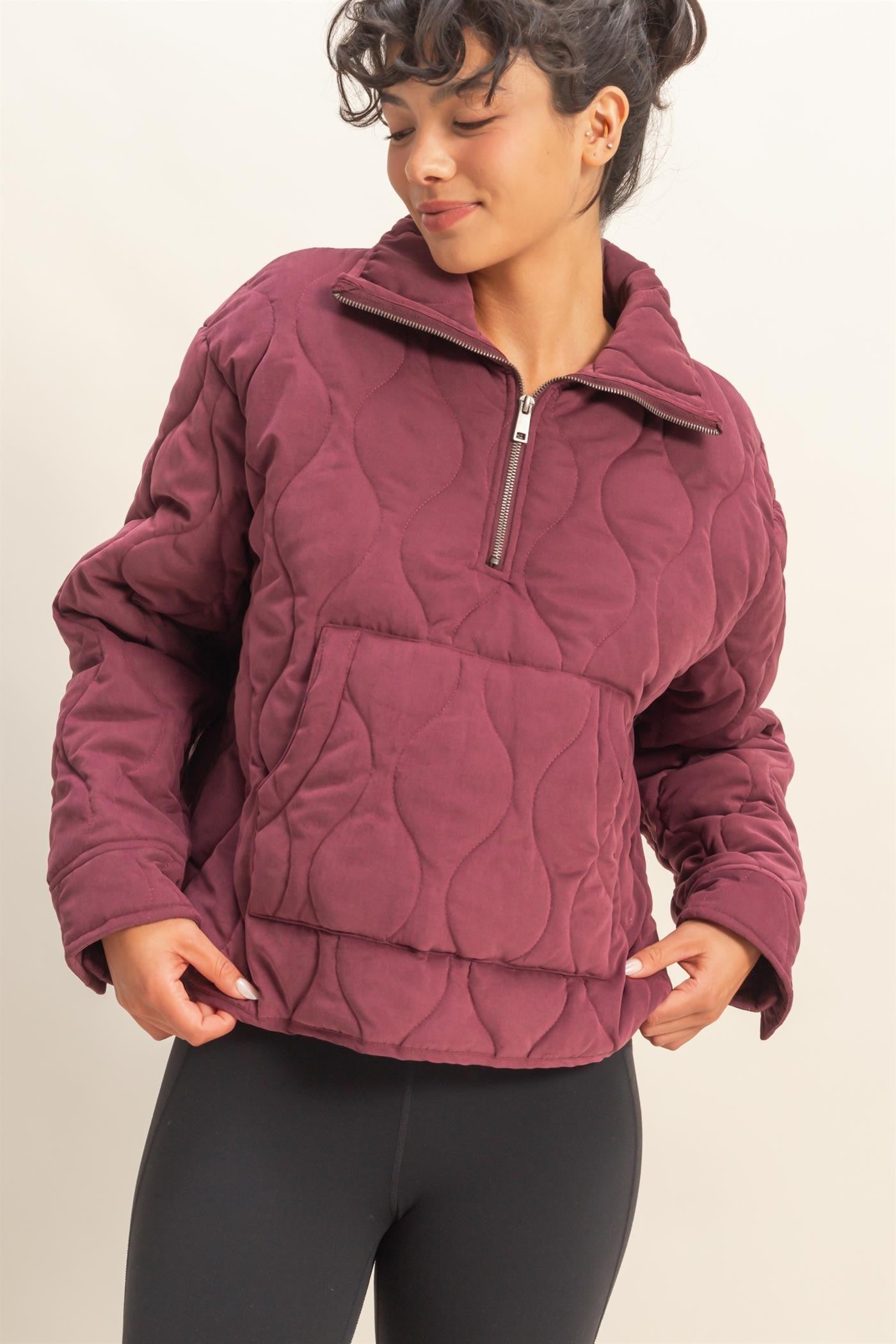 Let's Catch Up Quilted Pullover