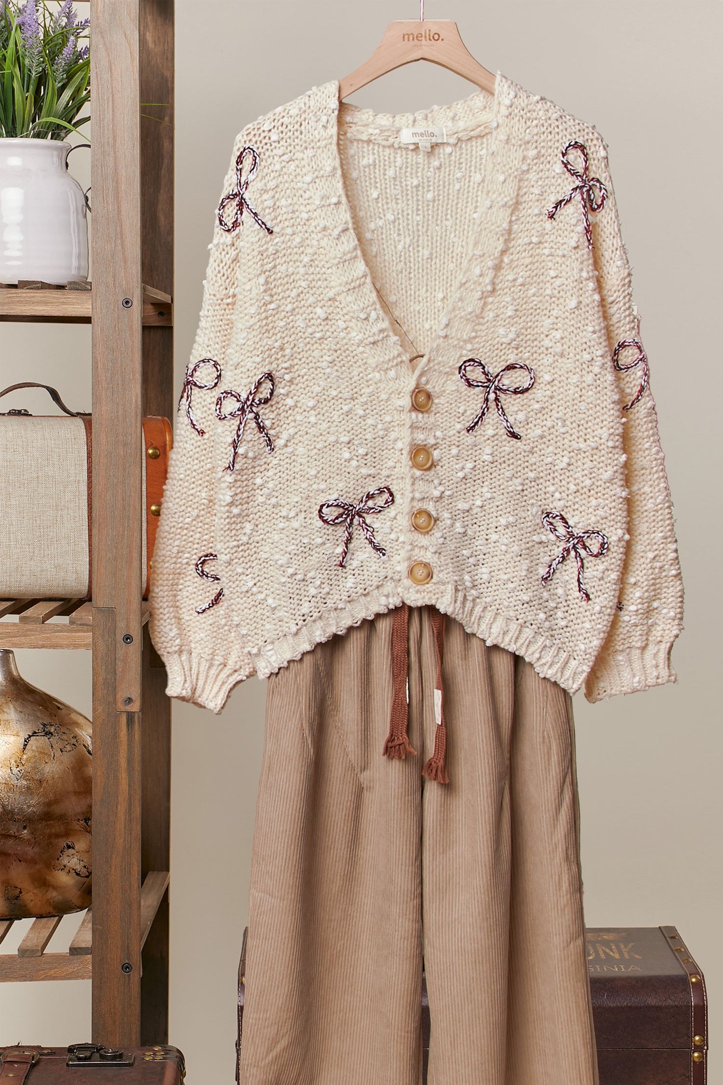 The Girl Next Door Ribbon Embellished Popcorn Cardigan