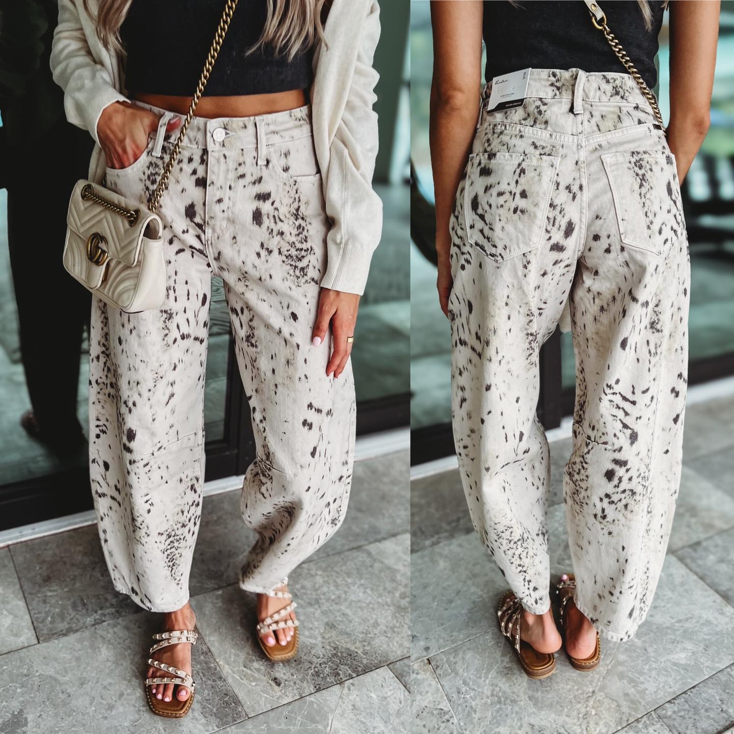 Sasha Kancan Animal Print Horseshoe Jeans