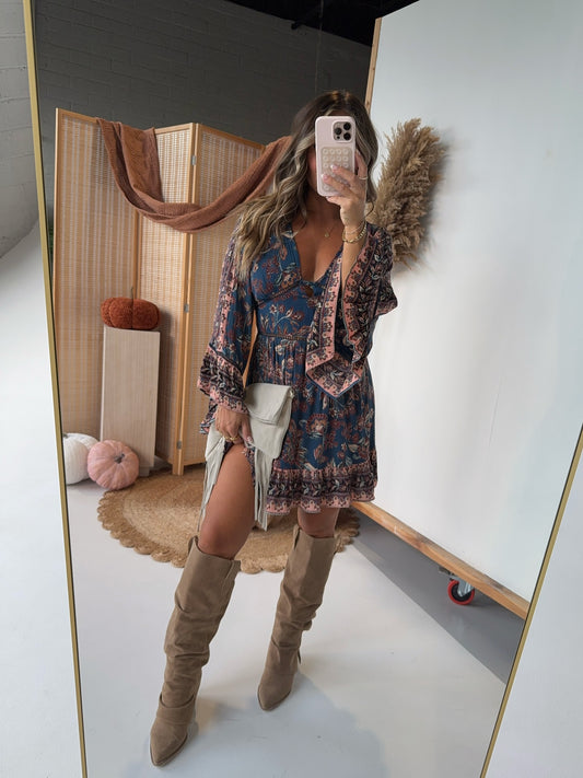 Havana Getaway Boho Bell Sleeve Dress