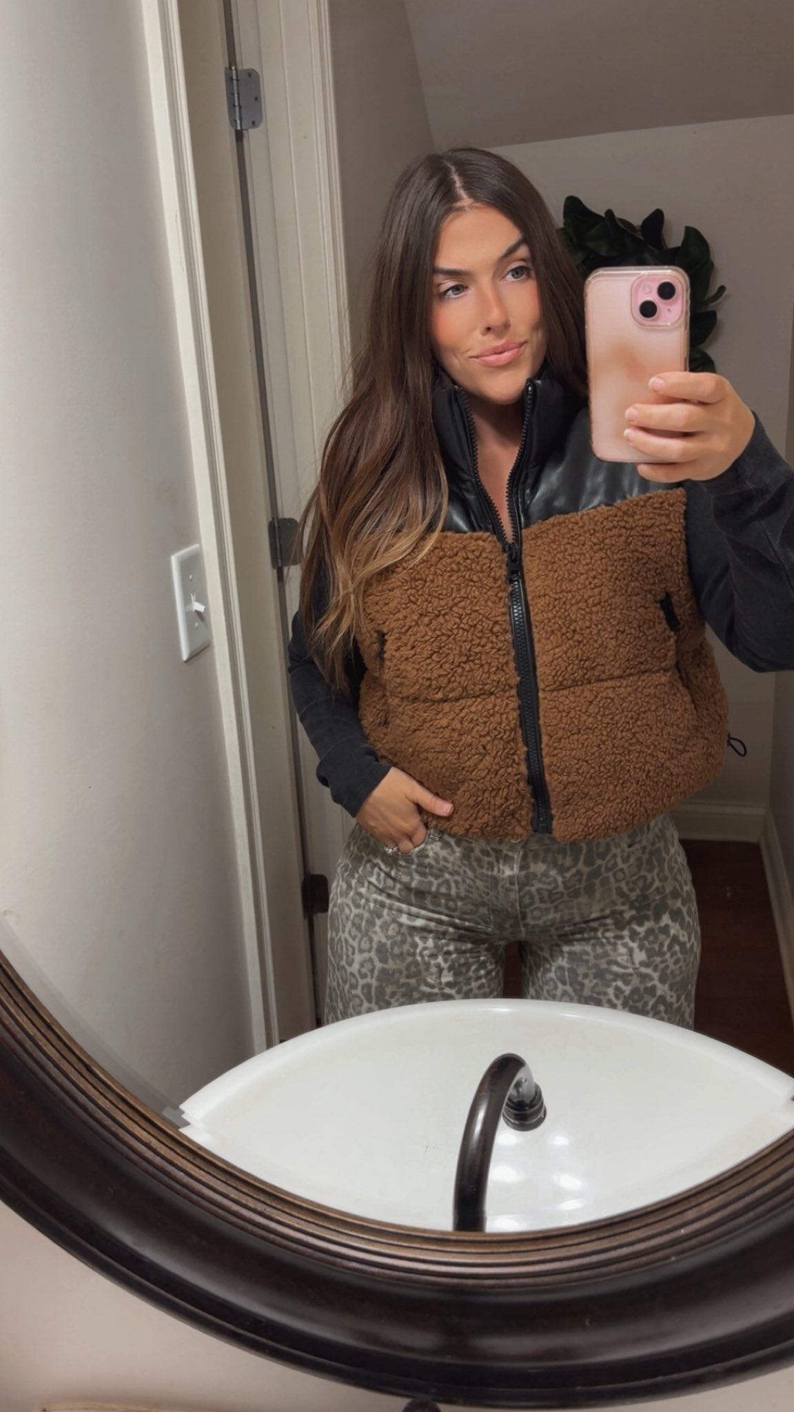 Bad and Boujee Faux Leather Sherpa Vest