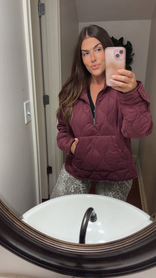 Let's Catch Up Quilted Pullover