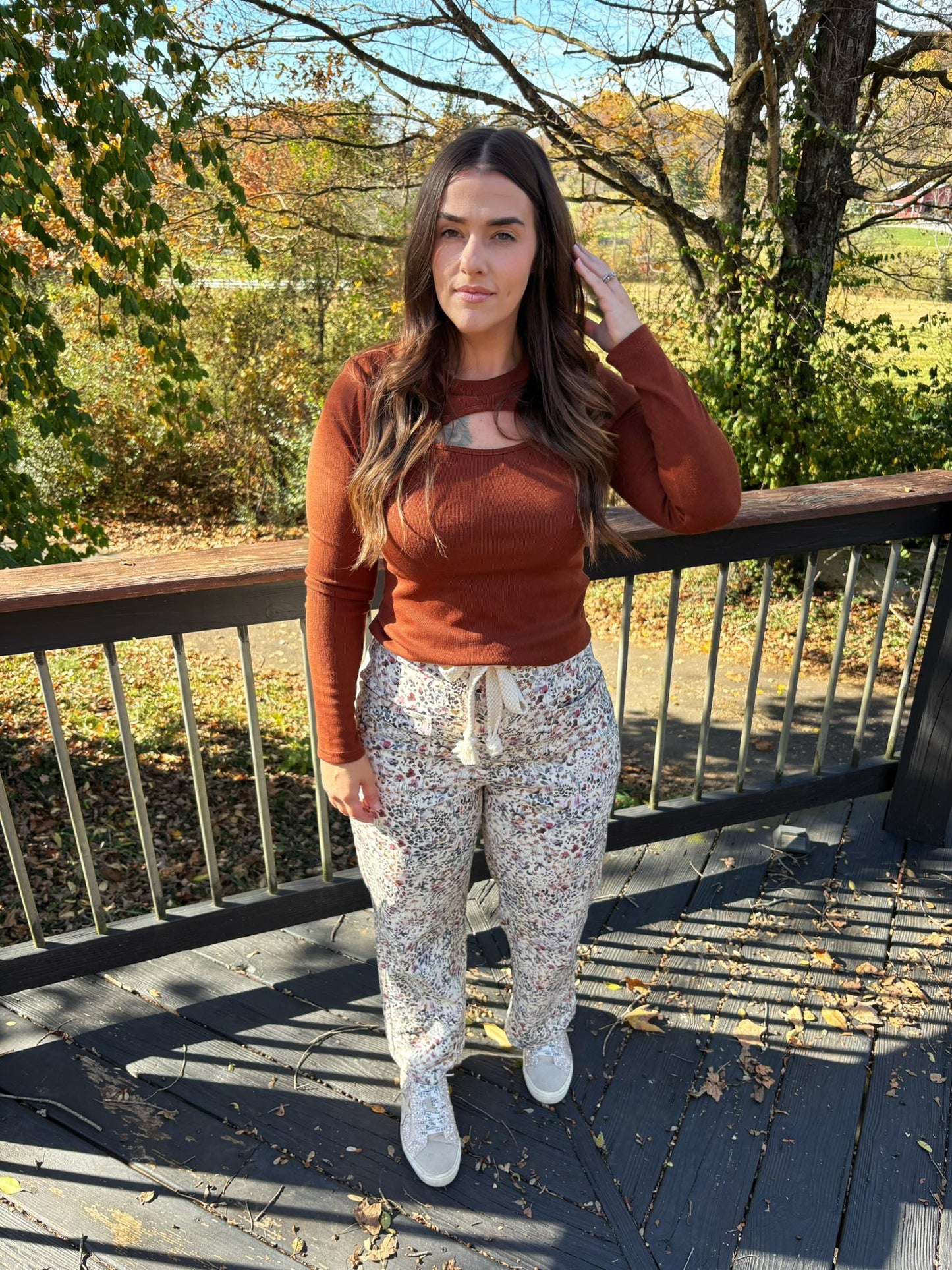 Cottage Days Floral Rope Barrel Pants