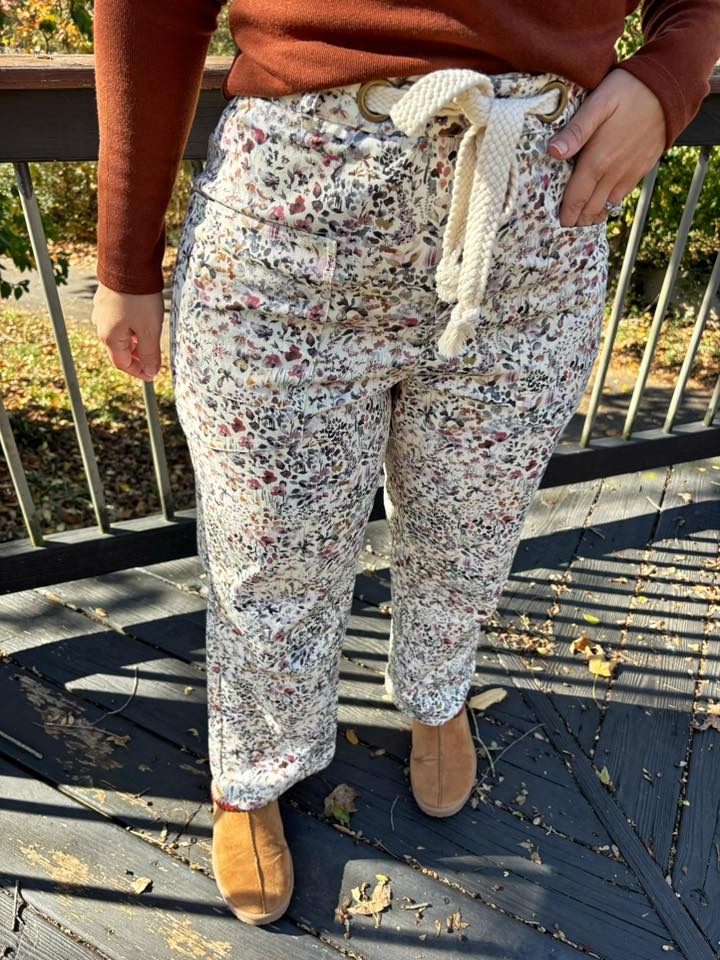Cottage Days Floral Rope Barrel Pants