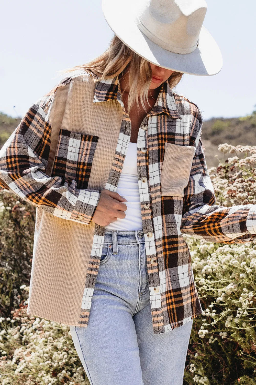 Pre-Order Double Take Plaid Patchwork Shacket