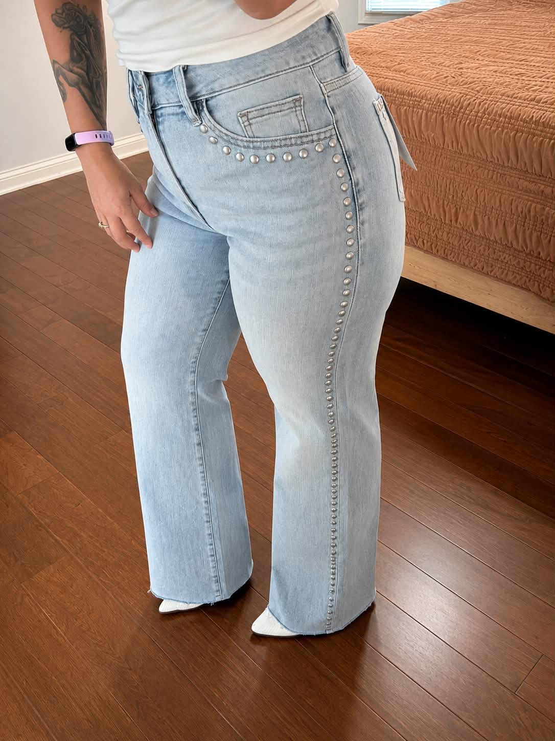 Sasha Mica Denim Studded Jeans