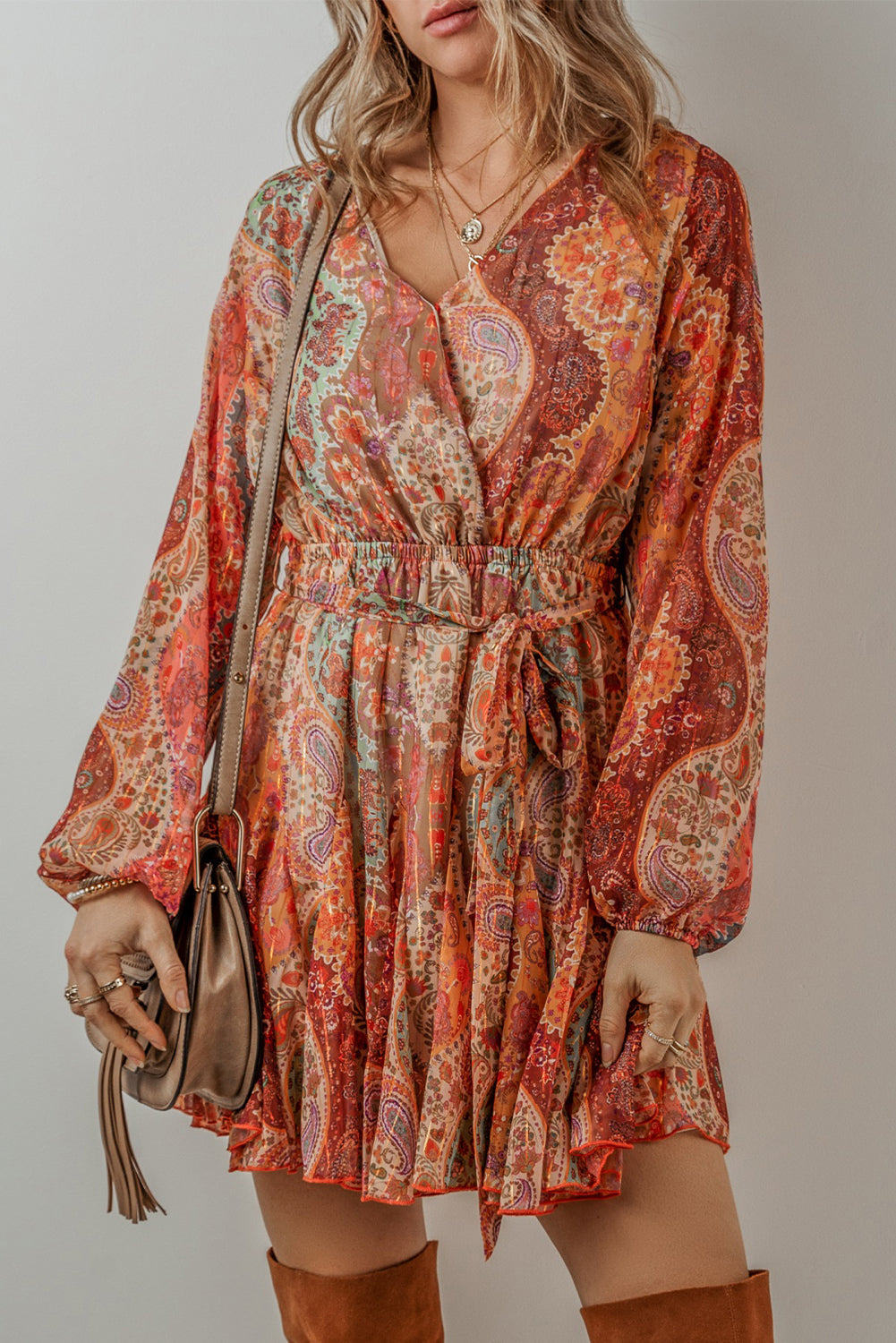 Pre-Order Falling Leaves Paisley Boho Dress