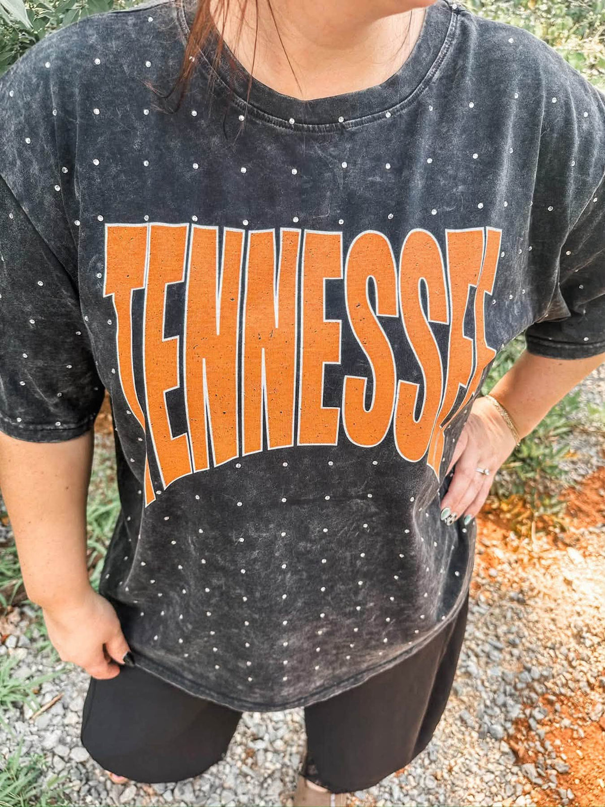 Tennessee Rhinestone Mineral Wash Tee