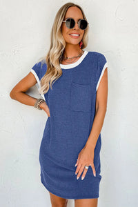 Pre-Order Come Sail Away Blue Ribbed Dress