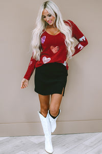 Pre-Order Crazy Over You Red Sequin Heart Top