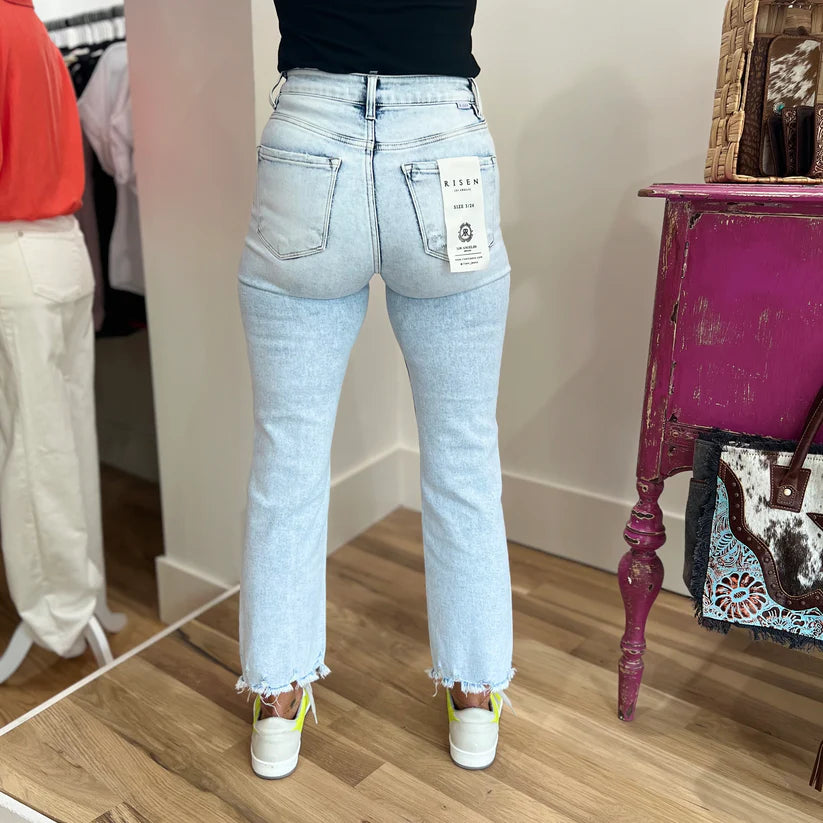 Lorena Risen Acid Wash Straight Leg Jeans