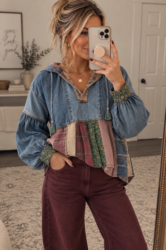 Pre-Order So Vintage Patchwork Denim Hoodie
