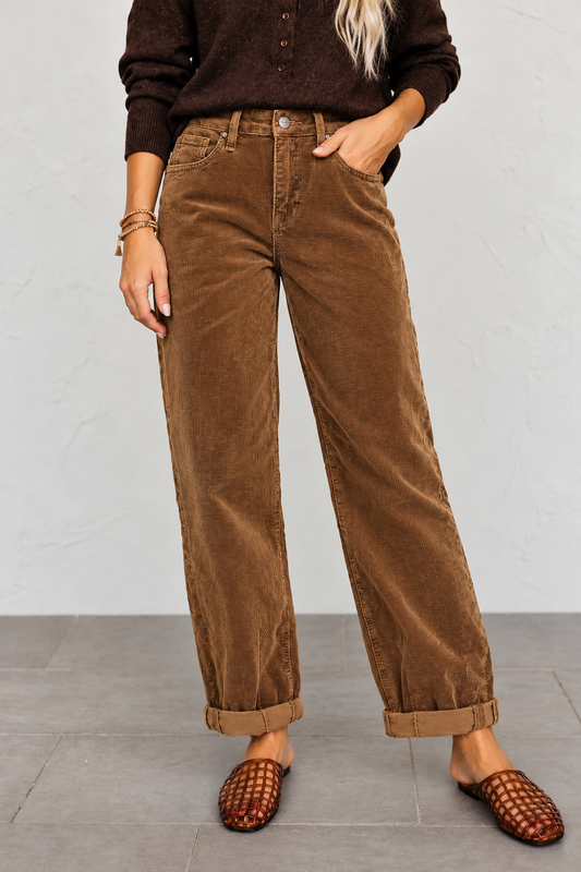 Pre-Order Risen Corduroy Crop Barrel Jeans