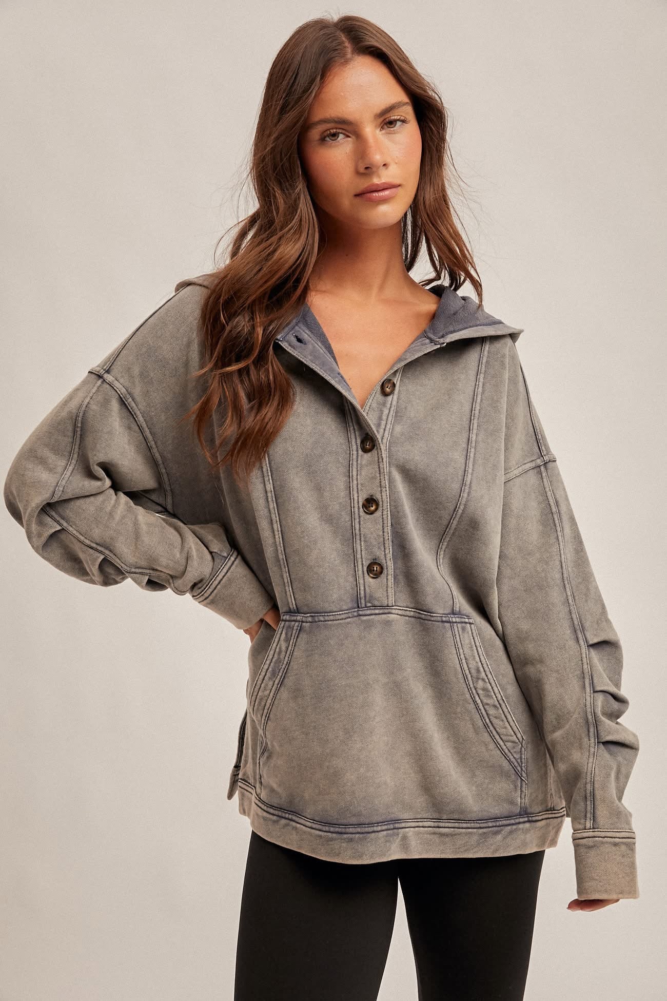 Your Best Bet Denim Washed Oversized Pullover