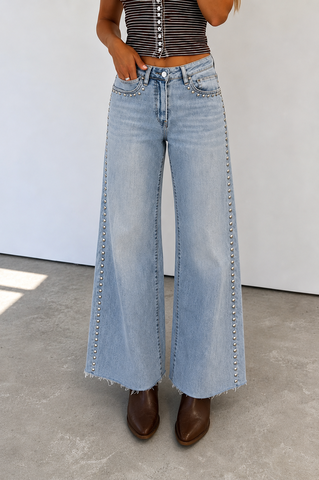 Sasha Mica Denim Studded Jeans