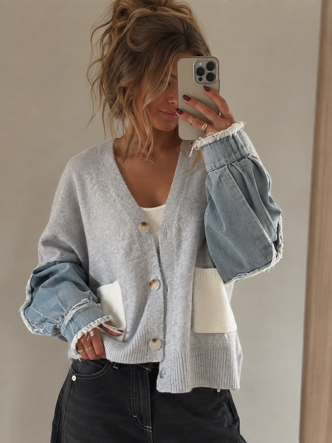 Blue Jean Baby Denim Sleeve Cardigan