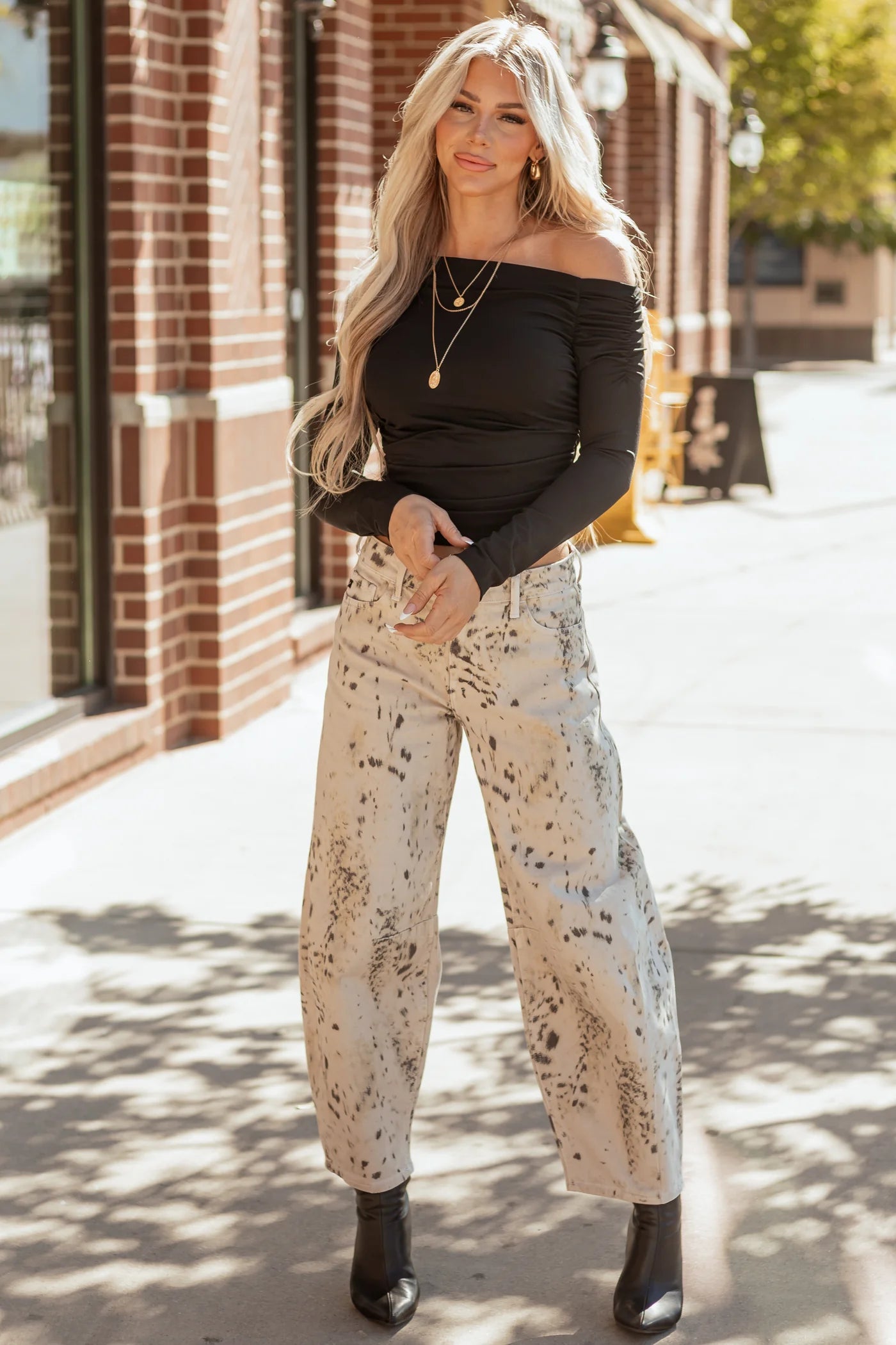 Sasha Kancan Animal Print Horseshoe Jeans