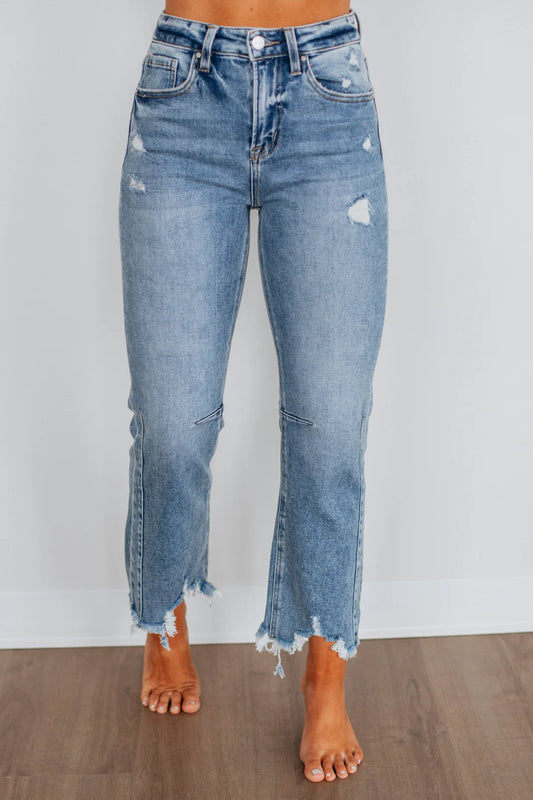 Iris Risen High Rise Straight Crop Jeans