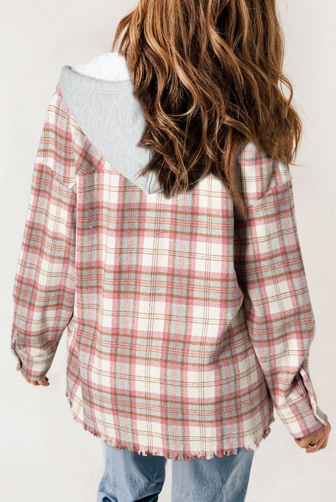 Pre-Order A Breath Of Fresh Air Pink Plaid Hooded Button Down