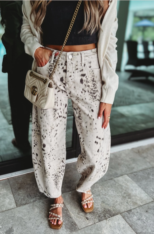 Sasha Kancan Animal Print Horseshoe Jeans