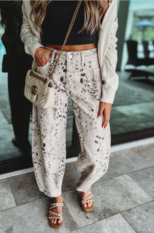 Sasha Kancan Animal Print Horseshoe Jeans