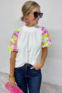 Pre-Order Spring It On Sequin Floral Top