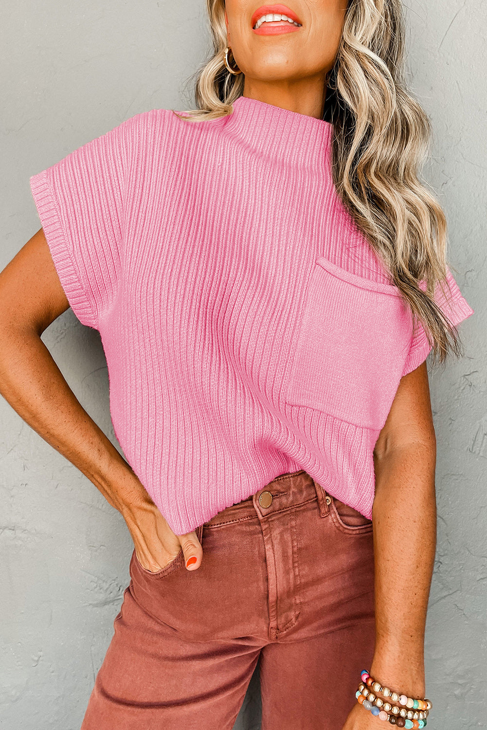 Pre-Order First Crush Ribbed Sweater Pocket Top