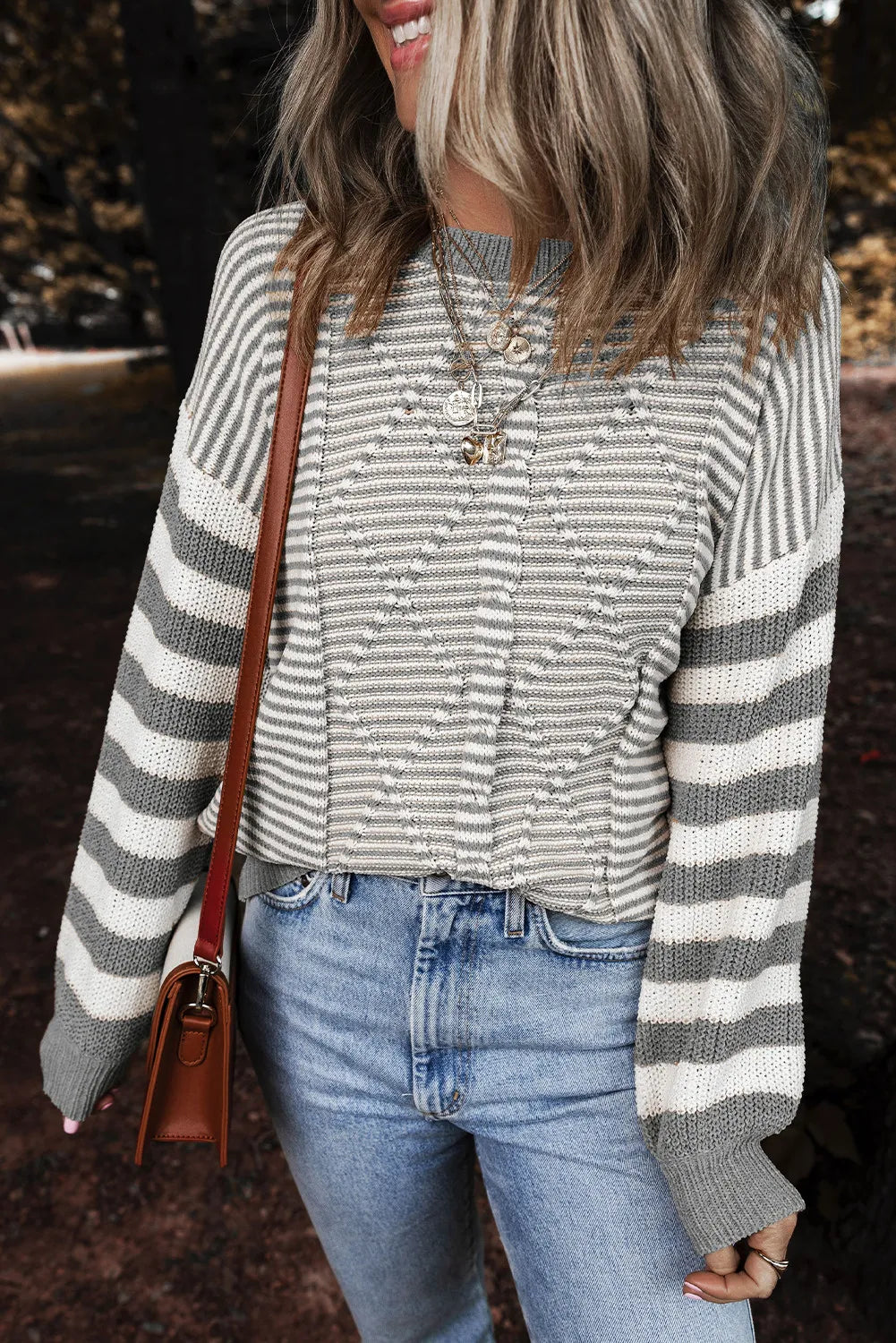 Pre-Order It Ends With Us Gray Stripe Textured Sweater