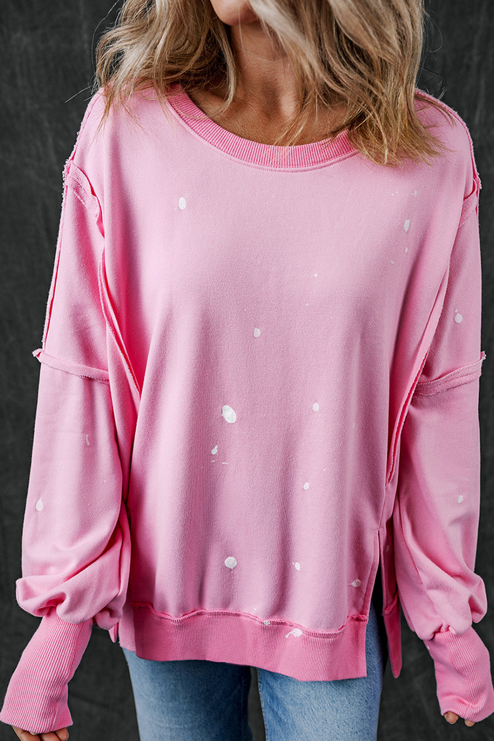 Pre-Order Blowing Bubbles Baby Pink Splatter Pullover